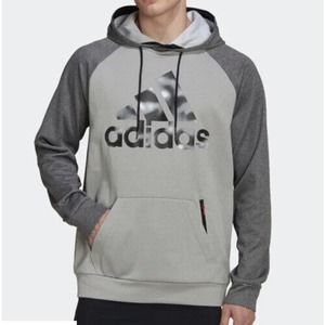 NWT Men's adidas Aeroready Camo Logo Hoodie Medium/Dark Heather Gray Size LG